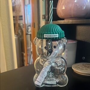 Starbucks Clear Bear Tumbler with Teal Lid